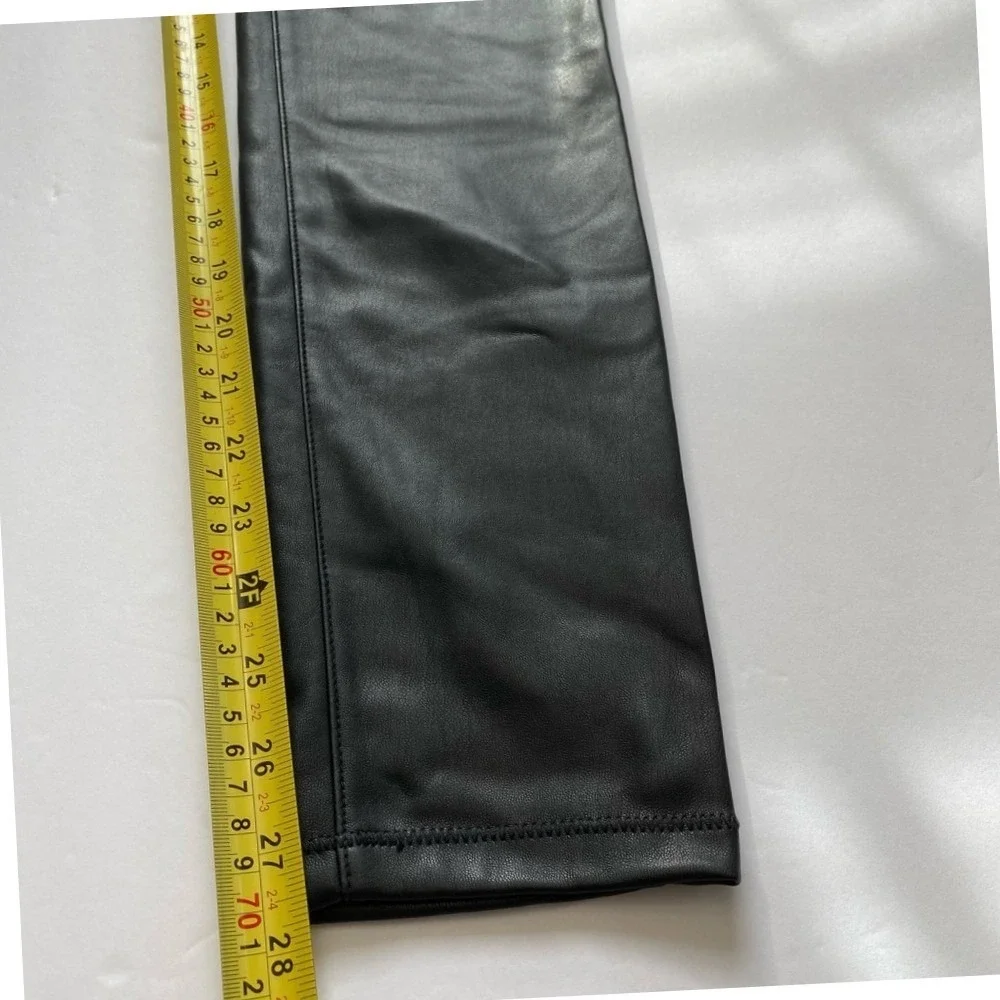 Free People Vegan Leather Biker Leggings Black High Rise‎ Skinny Pull On Size 26